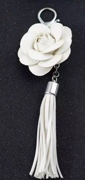 Links Incorporated White Rose Bag Charm