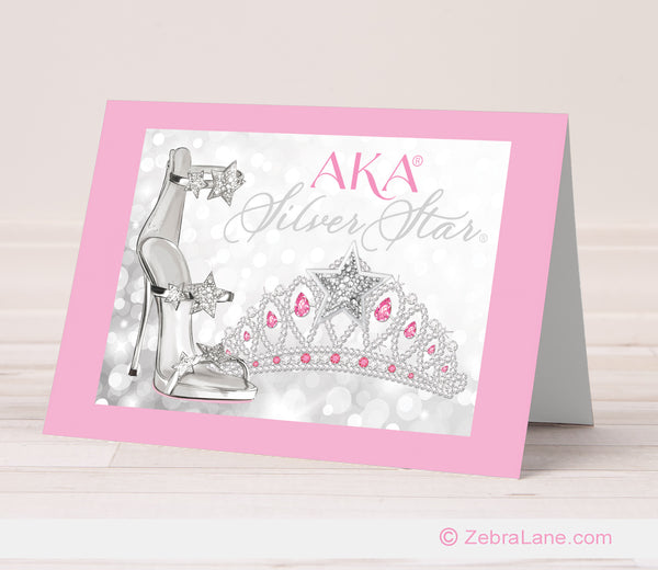 AKA Silver Star High Heel & Tiara Card