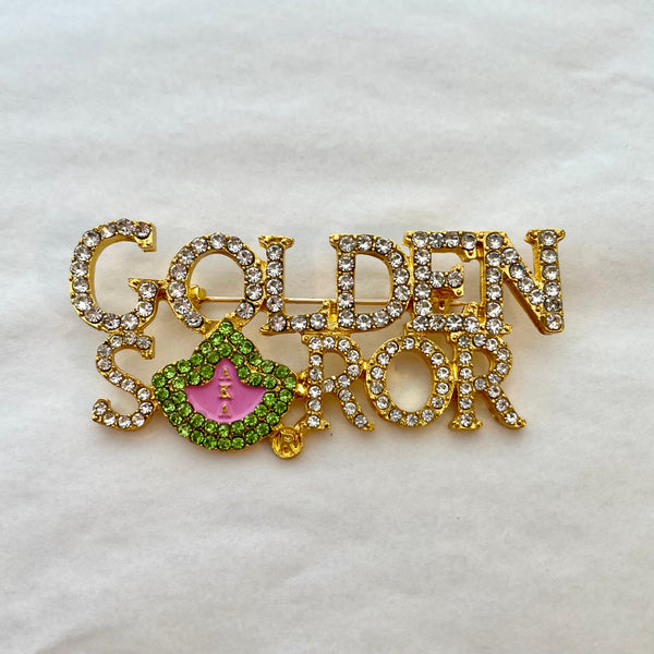 Alpha Kappa Alpha Golden Soror Rhinestone Lapel Pin