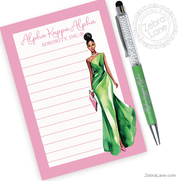 AKA Soror Notepad and Ink Pen Set - 4x6 inch