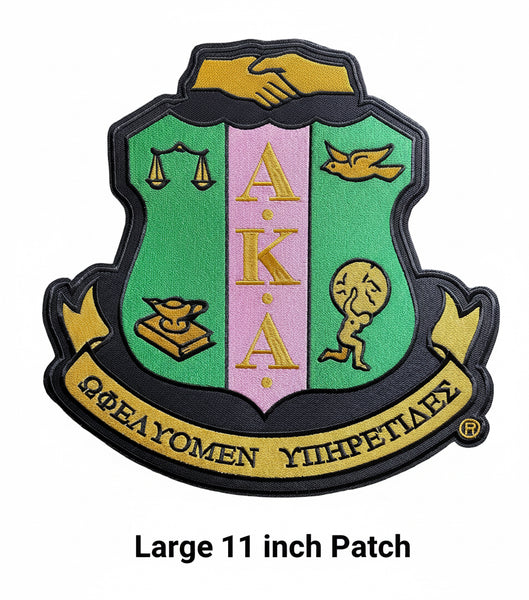 Alpha Kappa Alpha Shield Patch Large - 11 inch - black background