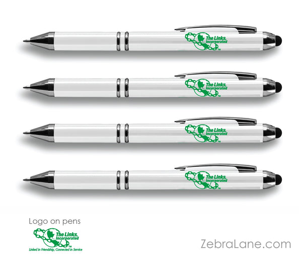 Links Logo Stylus / Ink Pen White - Set of 4