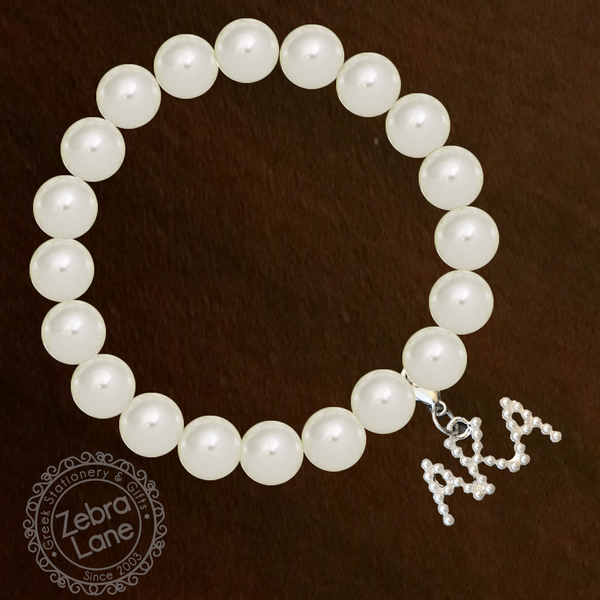AKA Pearl Bracelet - AKA Letters Pearl Charm