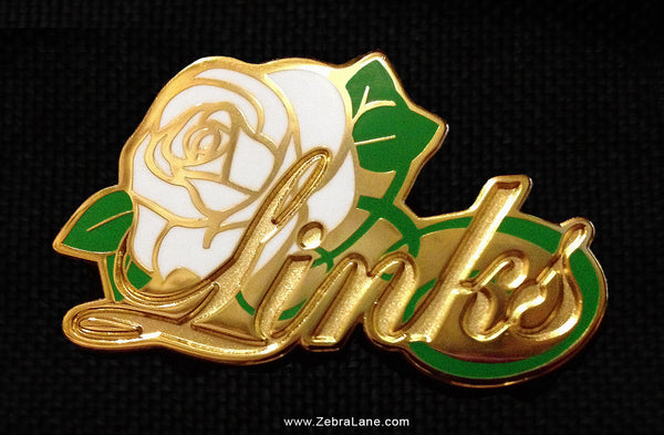The Links Incorporated White Rose Script Pin